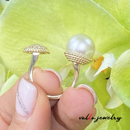 Pearl and Diamond Lady's Ring V0245
