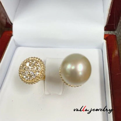 Pearl and Diamond Lady's Ring V0245