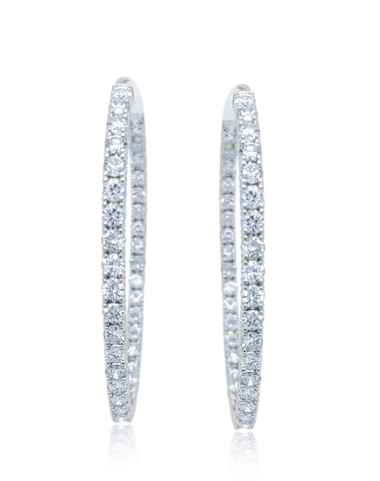 14k White Gold Diamond Hoop Earring V0346