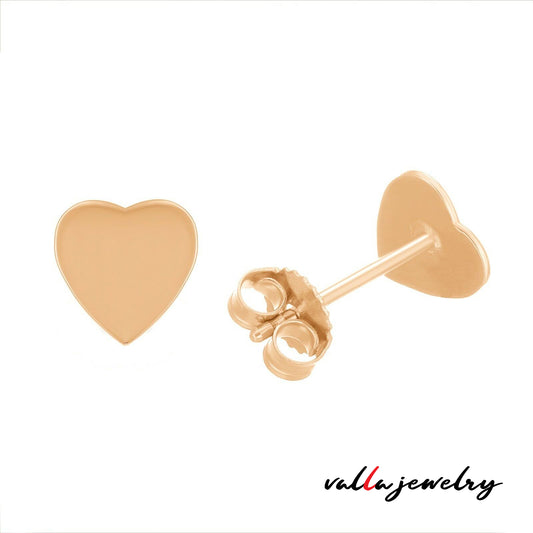 14k Yellow Gold Heart Stud Earrings