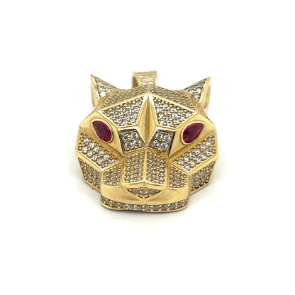 14K Yellow Gold Pendant With White Sapphire And Ruby