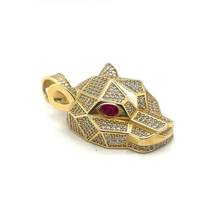 14K Yellow Gold Pendant With White Sapphire And Ruby
