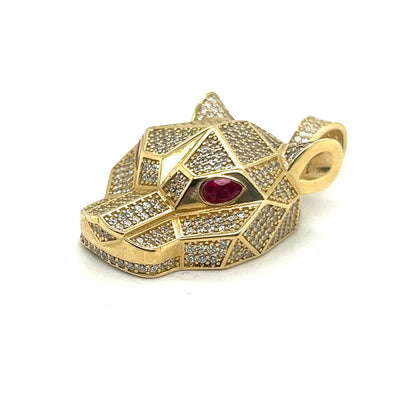 14K Yellow Gold Pendant With White Sapphire And Ruby