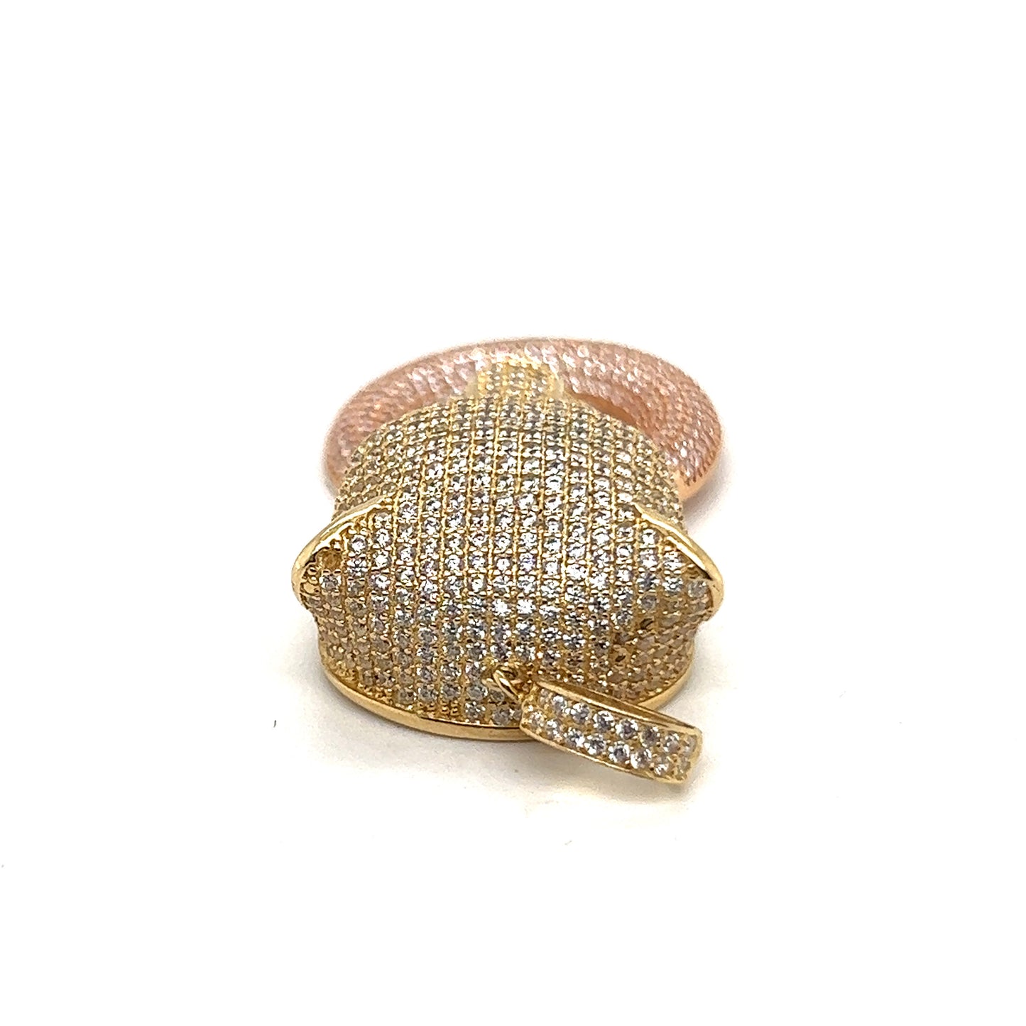 Panther Pendant Two Tone Yellow Gold and White Gold  With Sapphire and Green Emerald