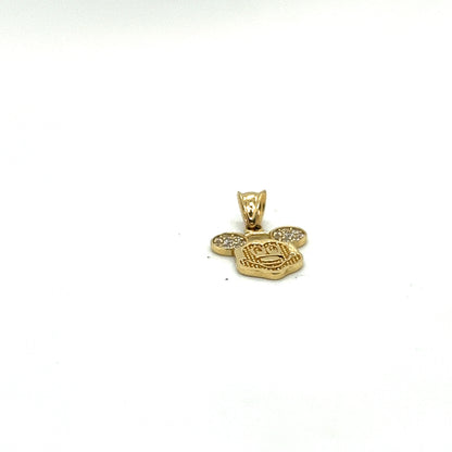 14K Two Tone Mickey Pendant With White Sapphire