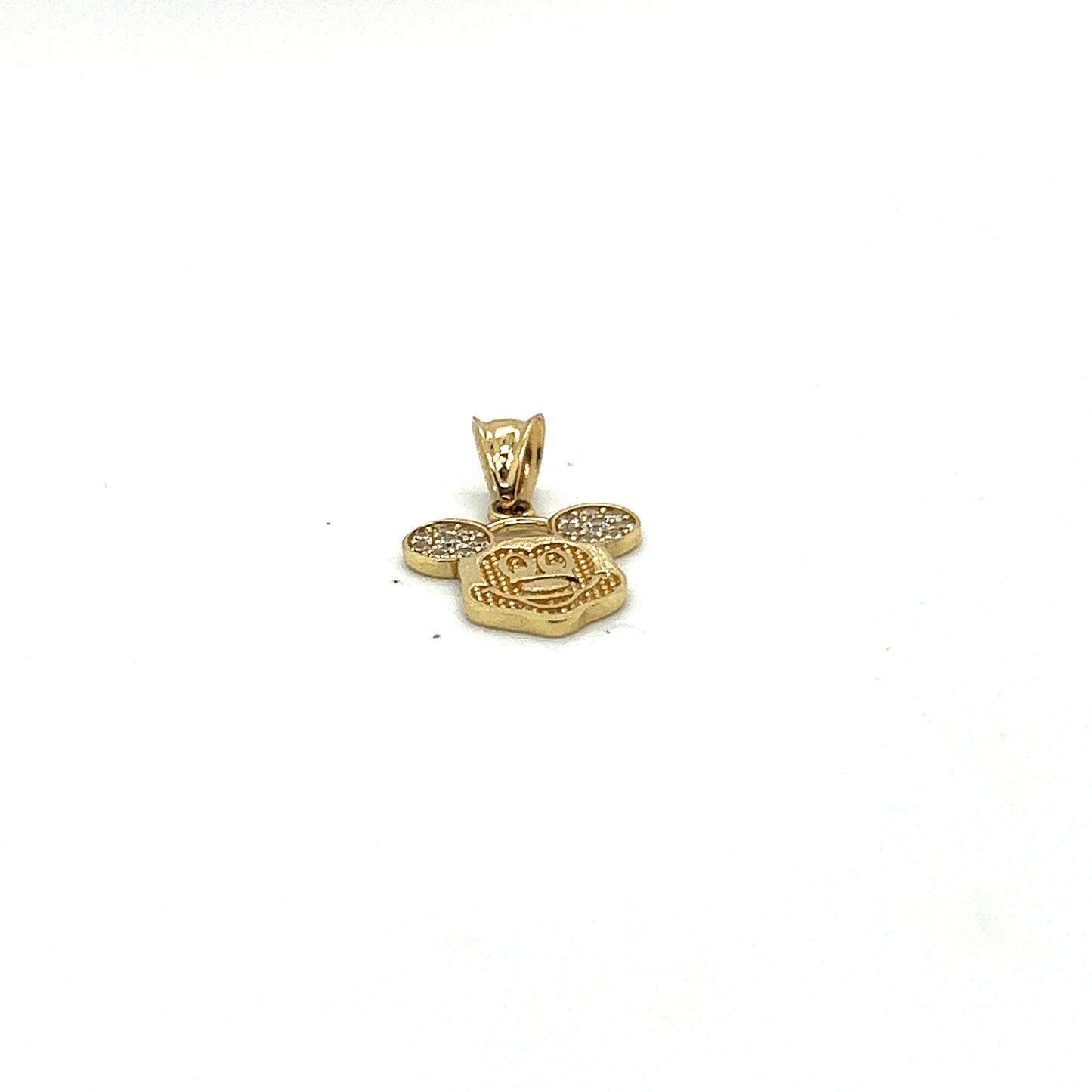 14K Two Tone Mickey Pendant With White Sapphire
