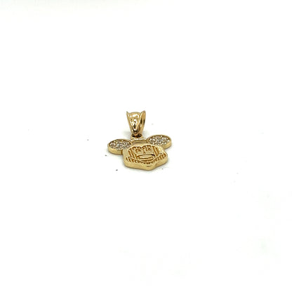 14K Two Tone Mickey Pendant With White Sapphire