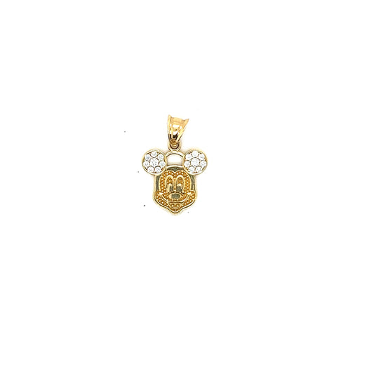 14K Two Tone Mickey Pendant With White Sapphire