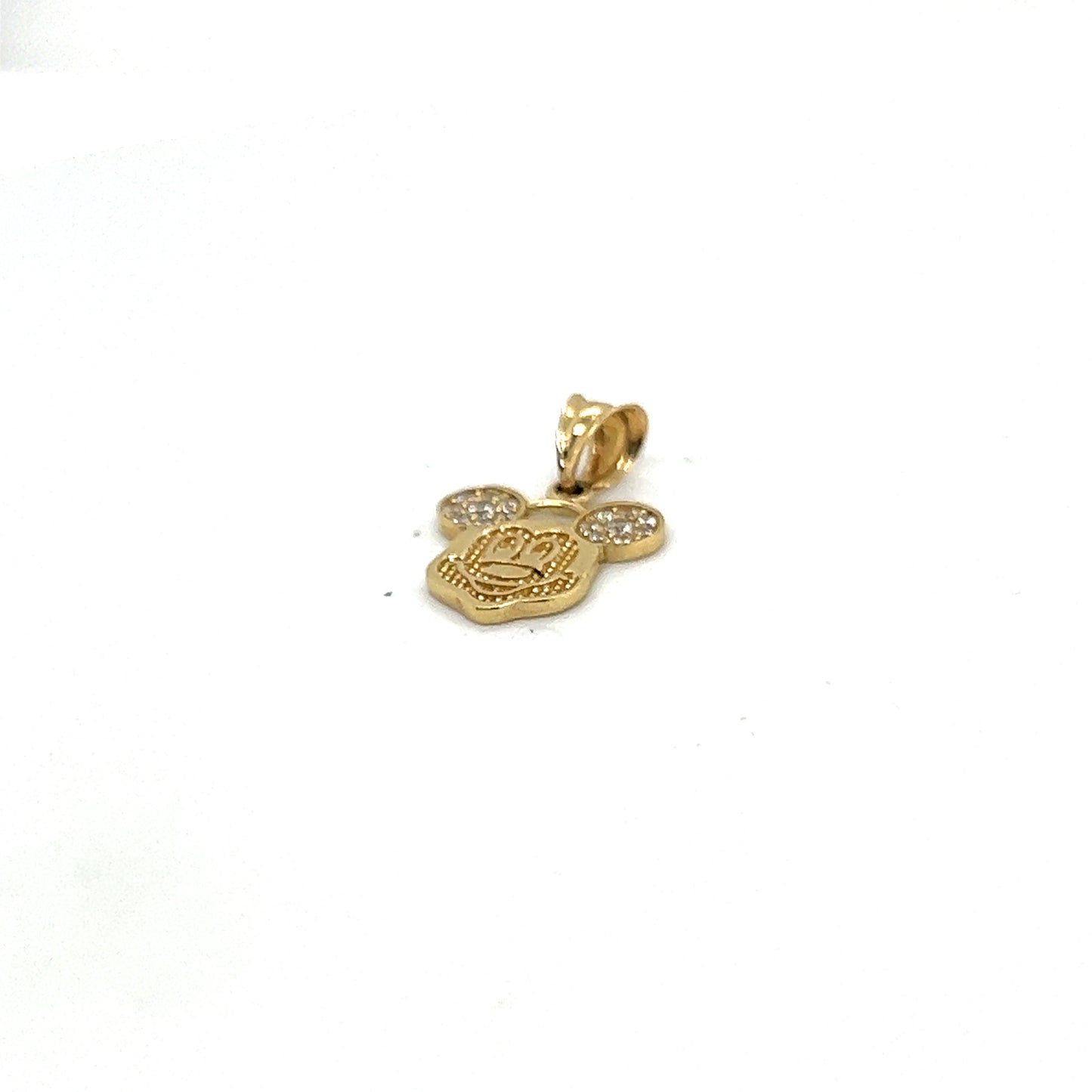 14K Two Tone Mickey Pendant With White Sapphire