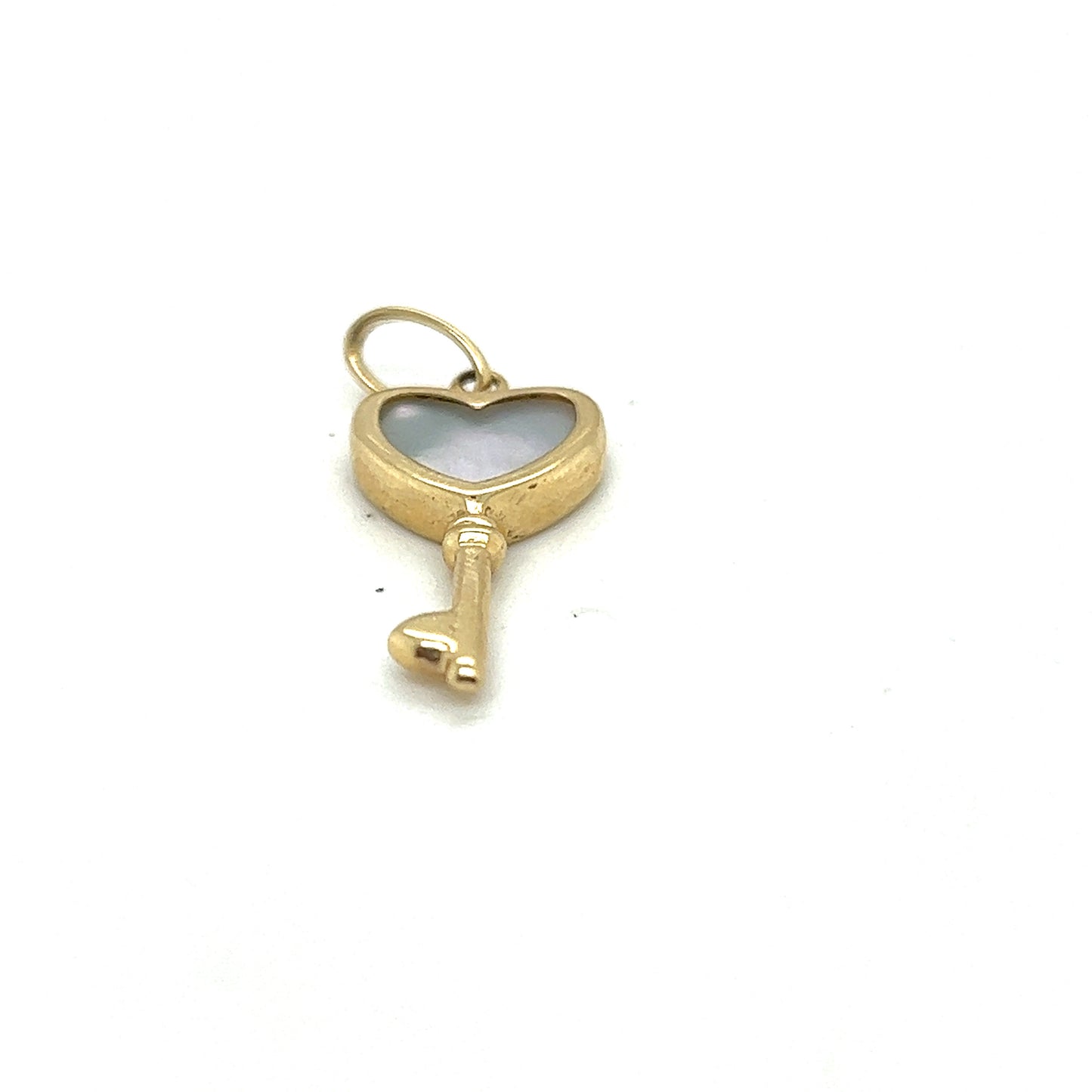 14K Yellow Gold Heart Key Pendant With White Sapphire