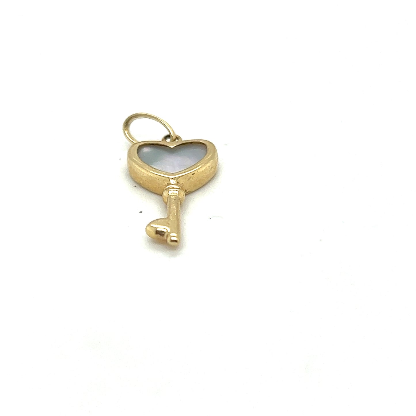 14K Yellow Gold Heart Key Pendant With White Sapphire