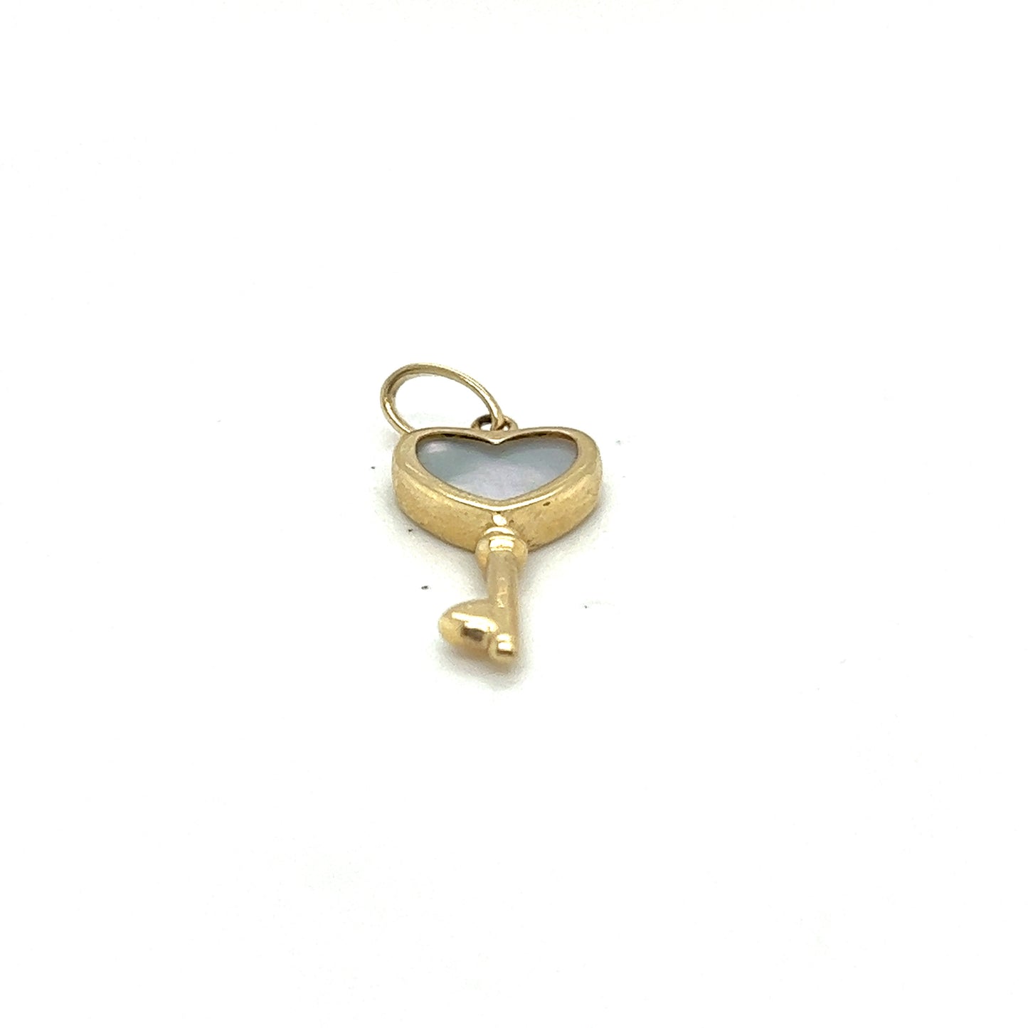 14K Yellow Gold Heart Key Pendant With White Sapphire