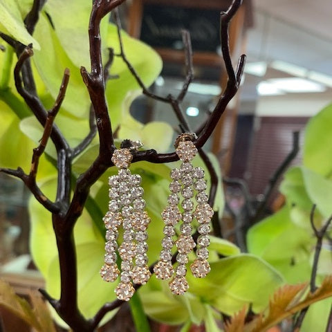 18K Classy Dangle Drop Diamond Earrings