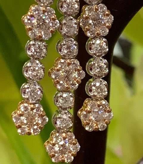 18K Classy Dangle Drop Diamond Earrings