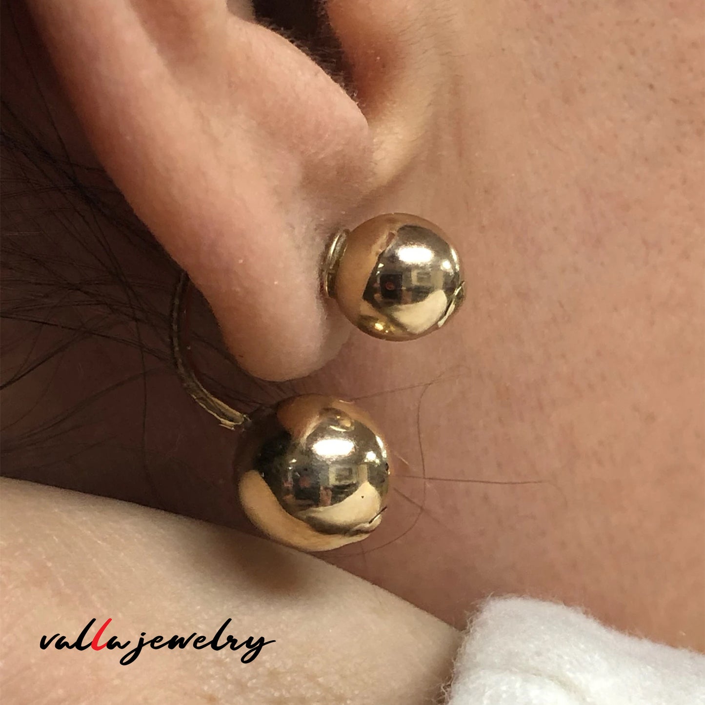 14k Unique Yellow Gold Jacket Yellow Gold Ball Earrings