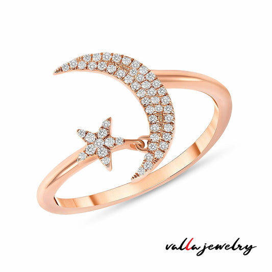 Moon & Star Ring V0241