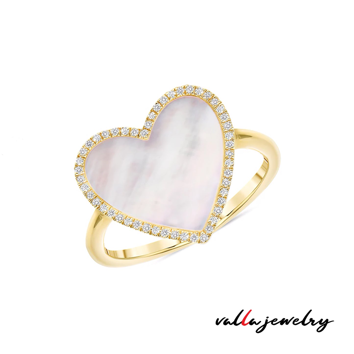 Mother of Pearl Heart Ring V0242