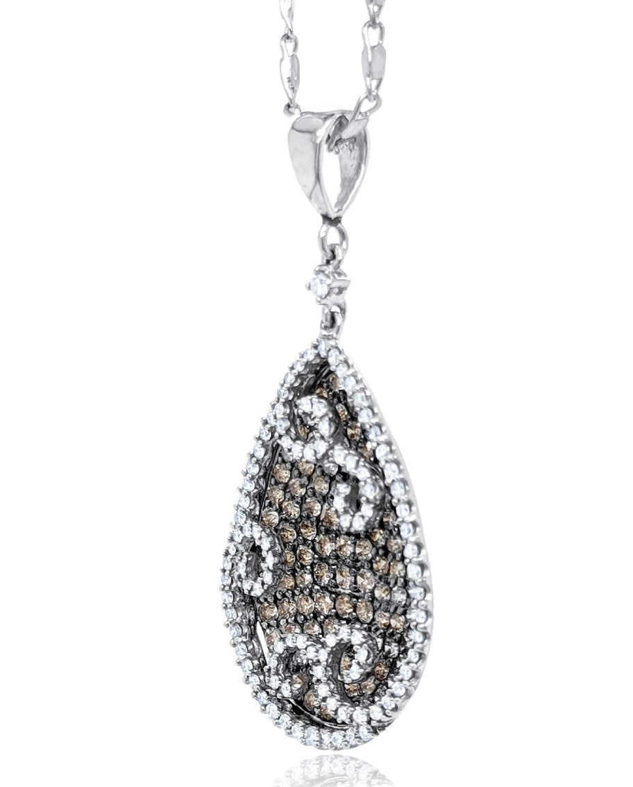 14K White Gold Diamond Pendant V0377