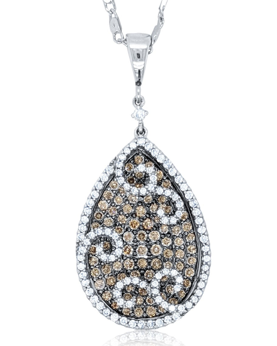 14K White Gold Diamond Pendant V0377