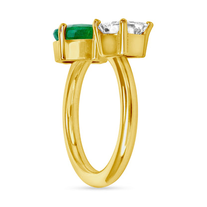 Emerald and Diamond Twin Ring V0237