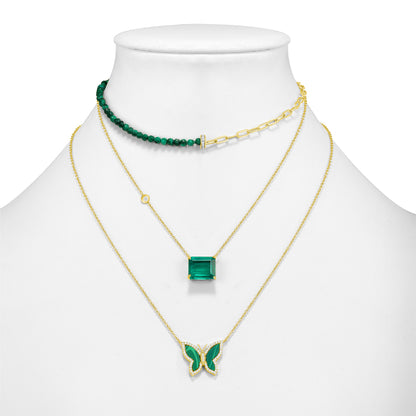 4 Layers Emerald and Malachite Necklaces