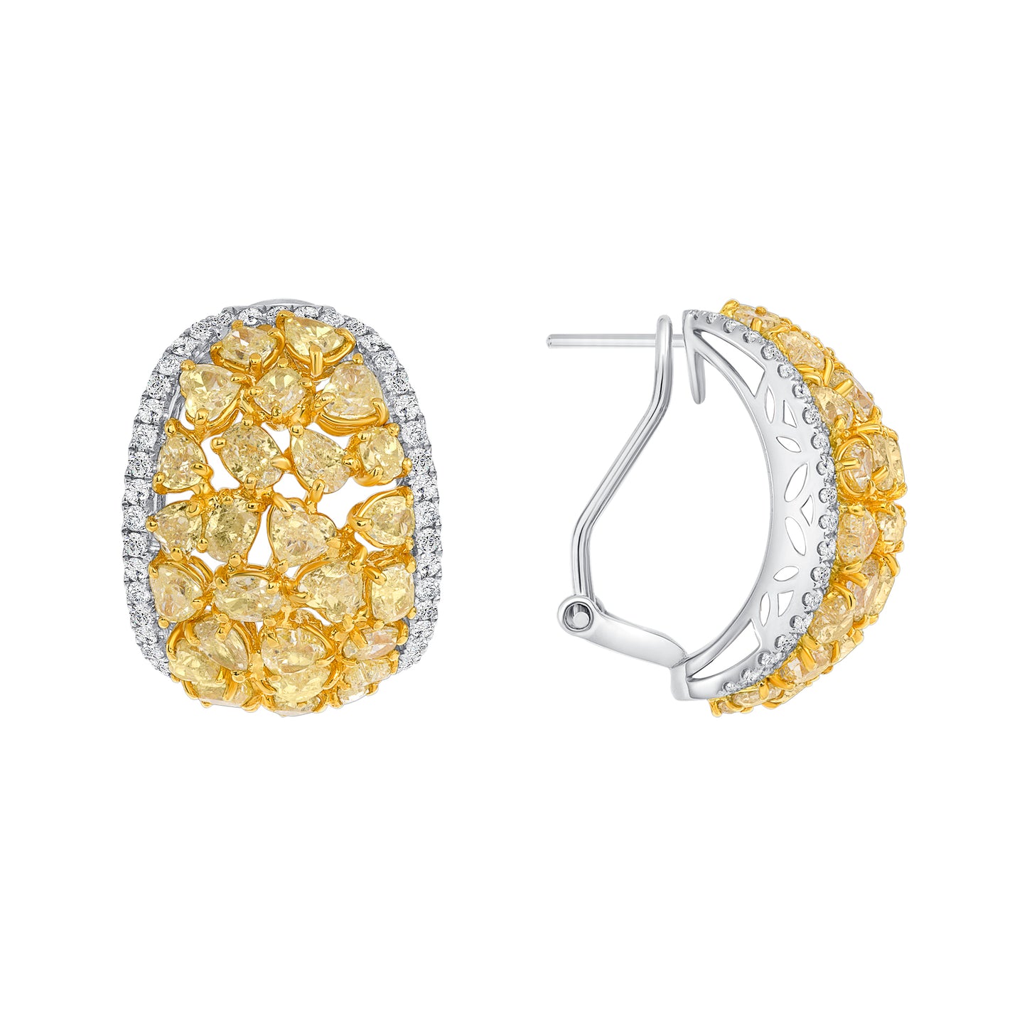 18k White Gold Elegant Yellow Diamond Earrings