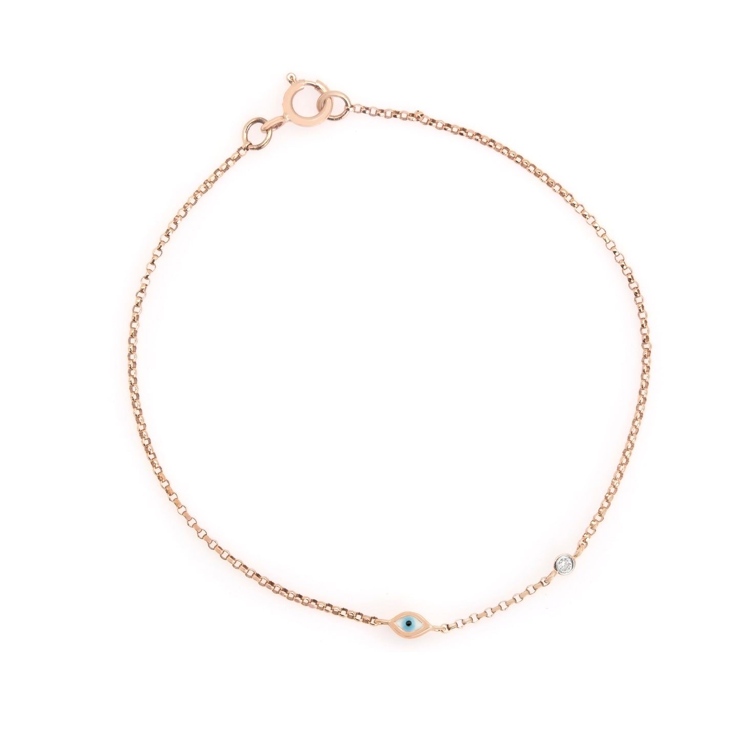 Tiny Bracelet with Eye and Diamond