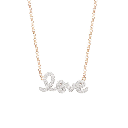 14K Classy Rose and White Gold  Love Design Necklace V0146