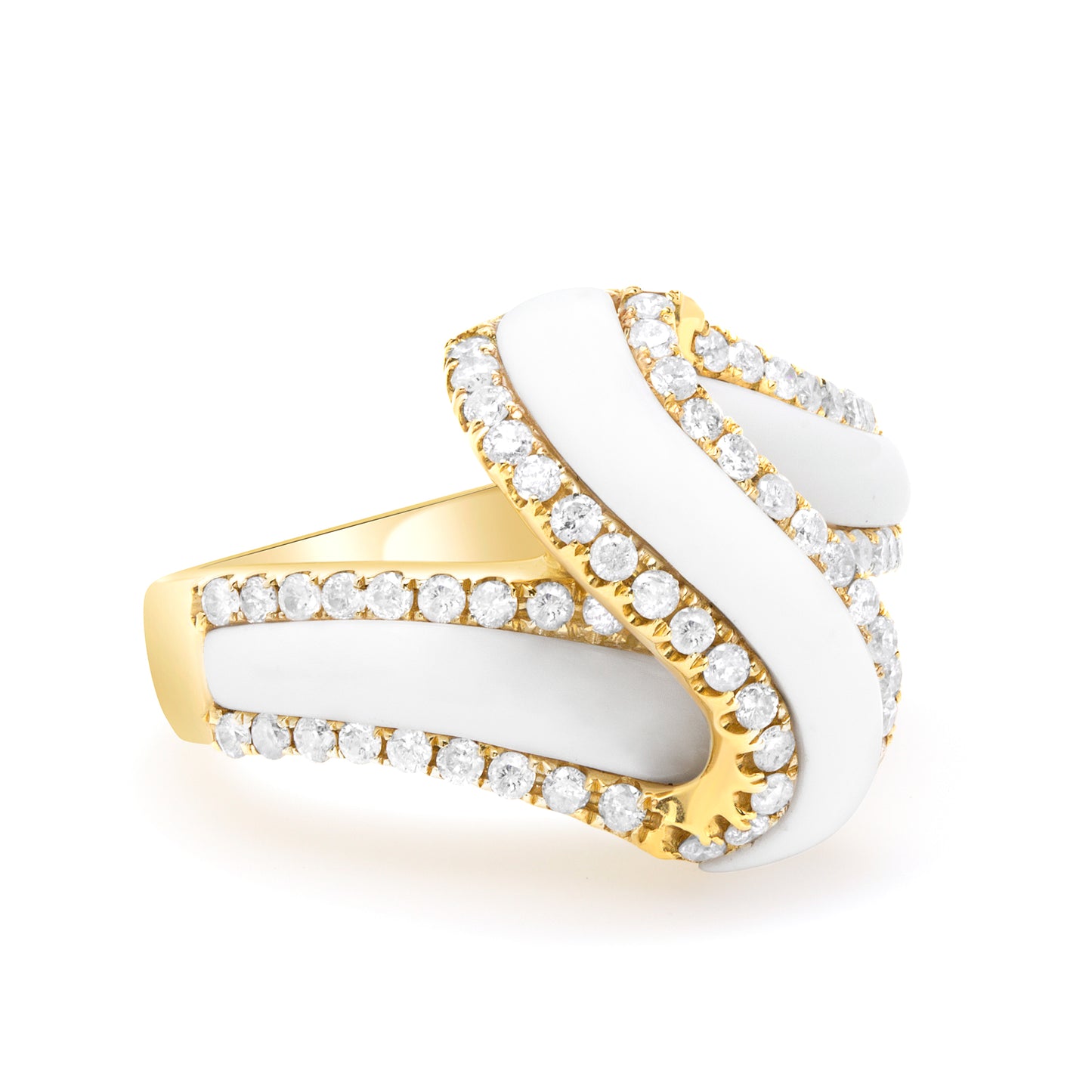 White Onyx and Diamonds Lady's Ring V0258