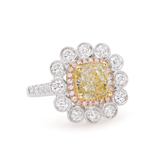 Fancy Yellow & Diamond Lady's Ring V0267
