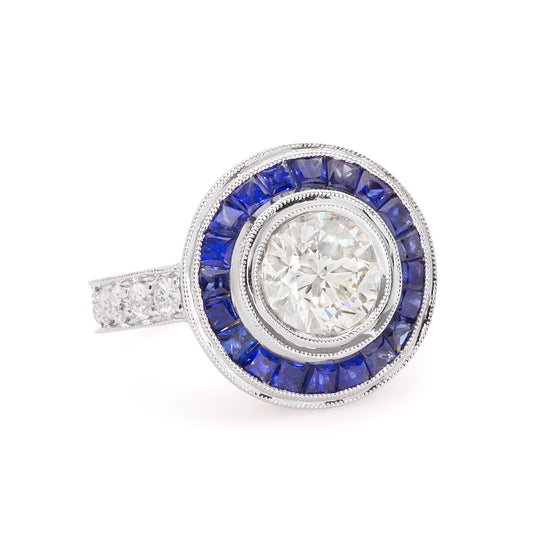Blue Sapphire & Diamond lady's Ring V0266