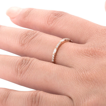 Tiny Baguette & Diamond Band Ring V0255