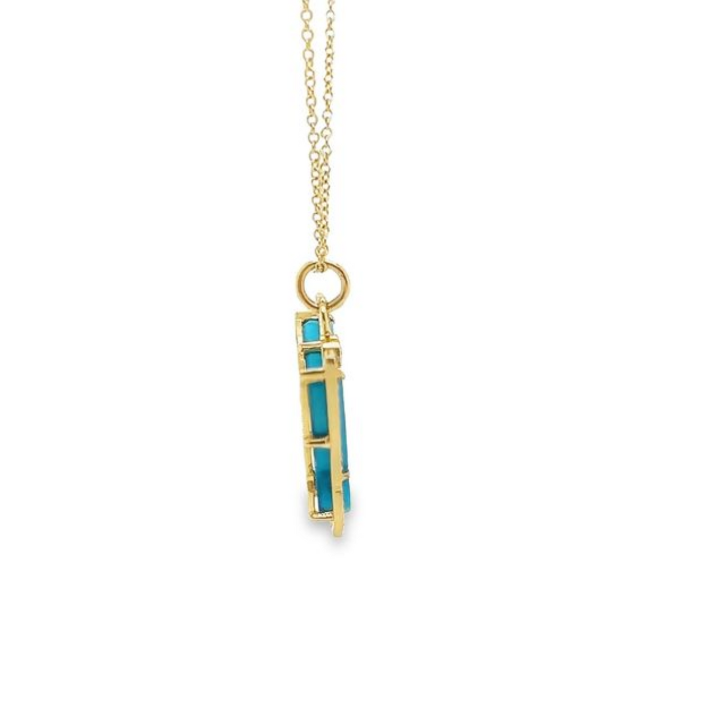 14K Yellow Gold Turquoise Butterfly Pendant With Diamond