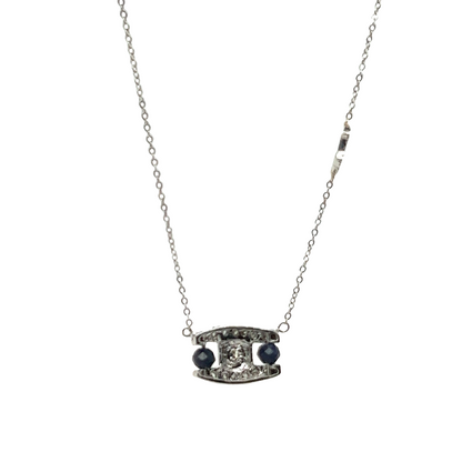 14k White Gold Diamond Pendant With Blue Sapphire Anchor