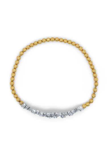 18K Yellow Gold Beaded Bangle Bracelet