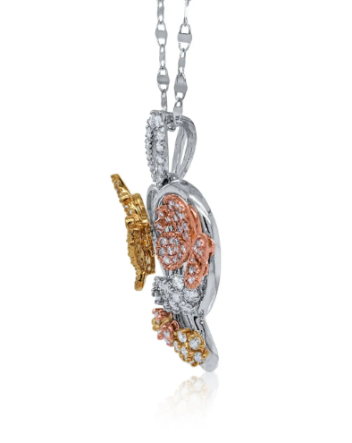 14k Two Tone Dainty Butterfly Pendant Necklace For Women