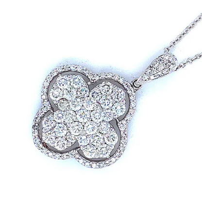 14K White Gold Diamond Pendant Necklace For Women