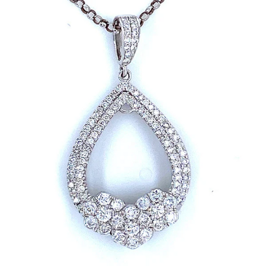 14K White Gold Dainty Teardrop Pendant For Women Genuine Diamond Pendant For Womenn
