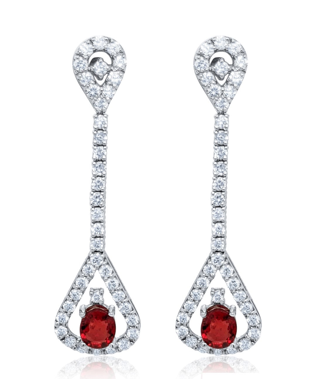 14k White Gold Diamond Earring with Ruby V0336