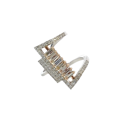 18k White Gold Diamond Round Cut Ring .66c