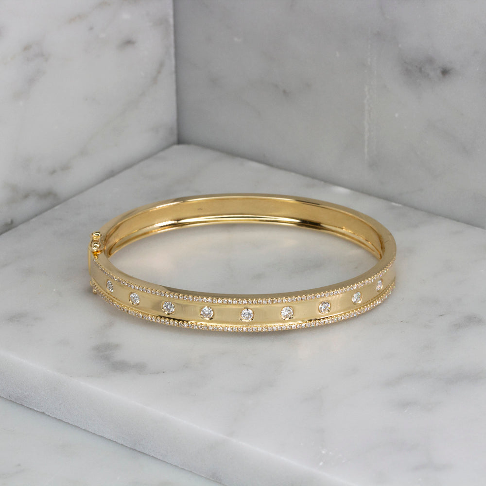 14k Yellow Gold Diamond Bangle